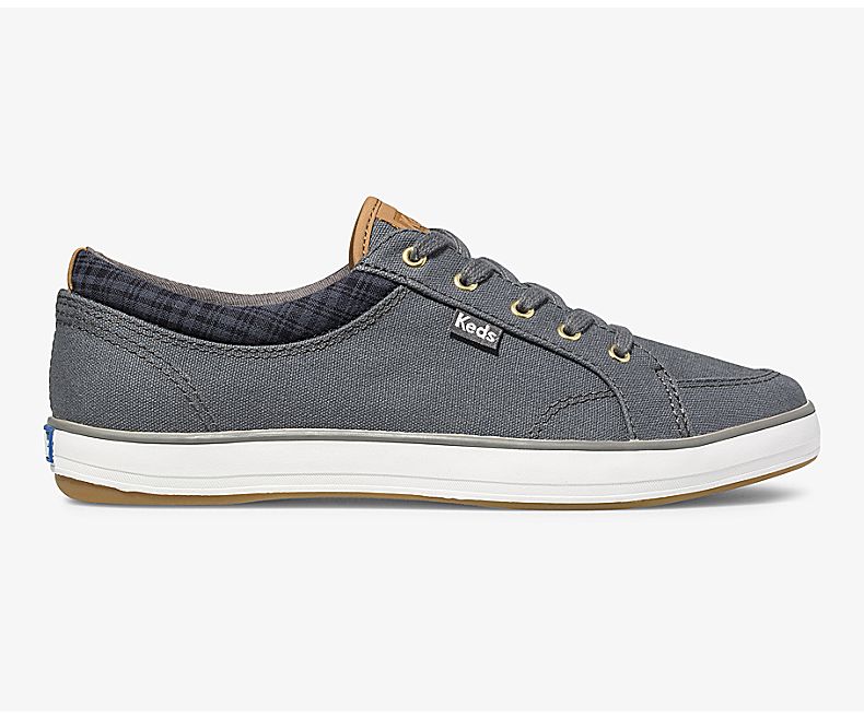 Keds Women's Center Waxed Canvas Deep Grey Lace Up Shoes - JG3498015